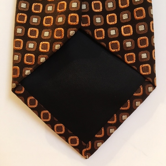 Alfani Neck Tie Copper Brown Dots Silk Modern - Picture 5 of 6